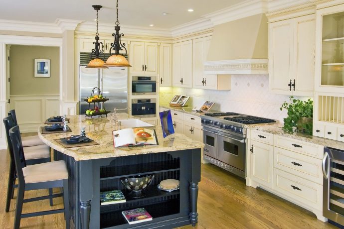 A Luxury Kitchen with Granite Island