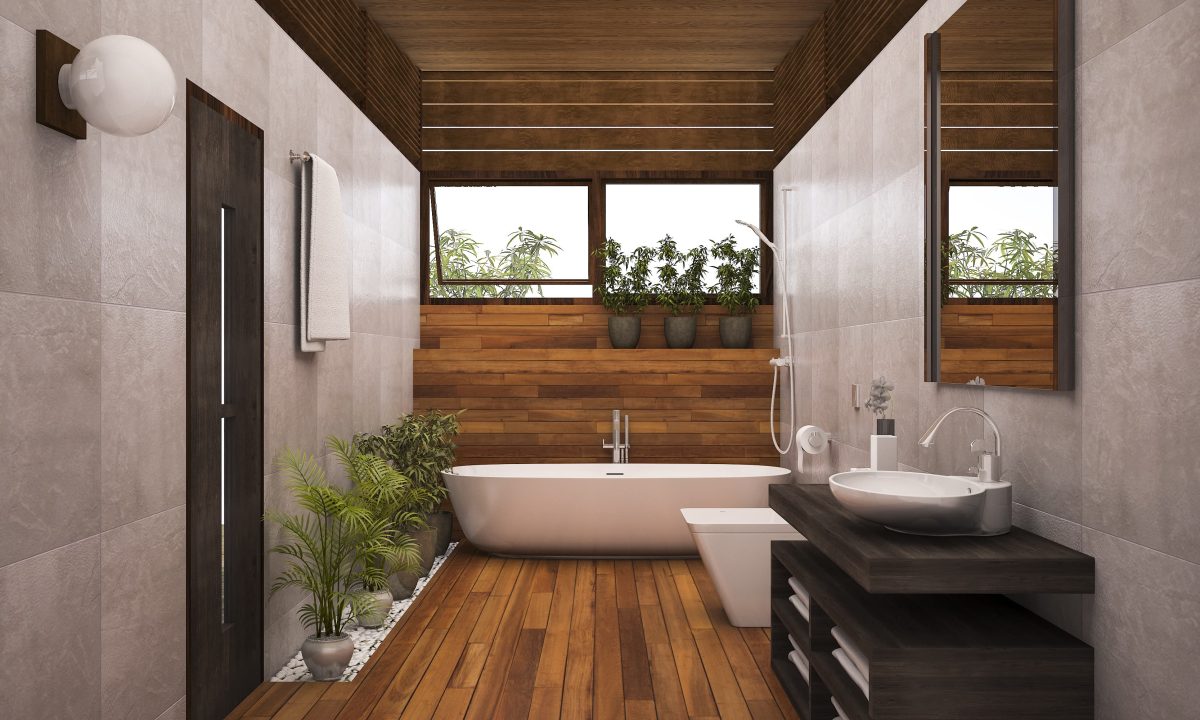 How do I incorporate wood elements into my bathroom